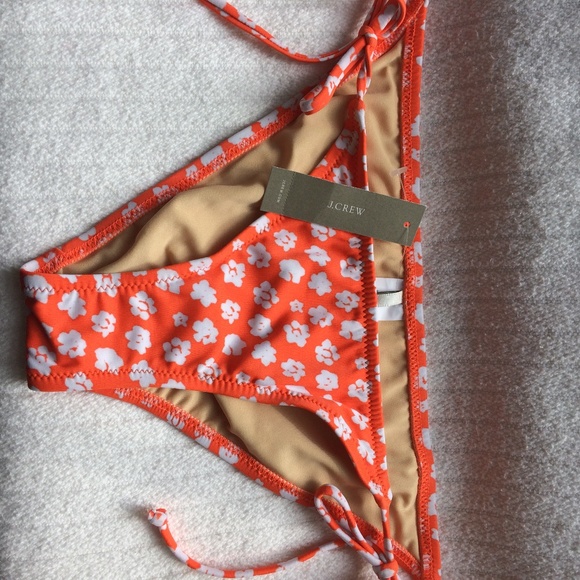 J. Crew Orange Floral Bikini top XS, bottom is S - Picture 7 of 9